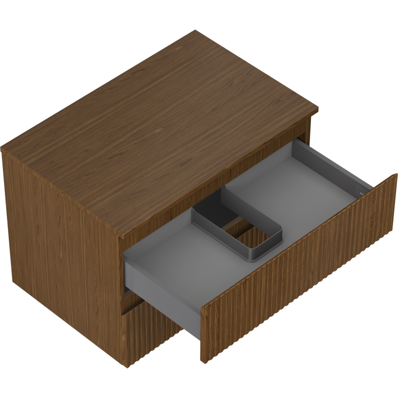 Mexen Rivel dulap baie sub chiuvetă 70 cm cu blat, 2 sertare, canelat, nuc - 91A20-07047-2-BFFC86