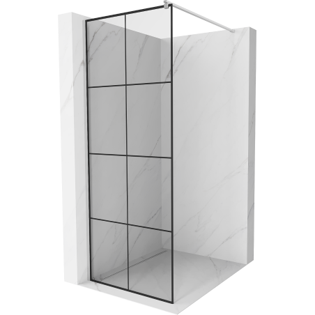 Mexen Kioto perete duș Walk-in 80 x 200 cm, grilaj negru 8 mm, crom - 800-080-101-01-77