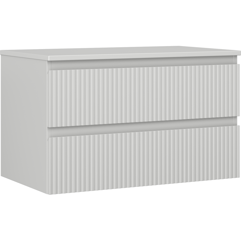 Mexen Rivel fürdőszobai mosdószekrény 80 cm-es asztallappal, 2 fiók, bordázott, szürke matt - 91A20-08047-2-BFFC62