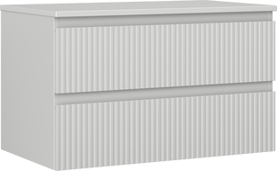 Mexen Rivel 80 cm-es fürdőszobai mosdószekrény munkalappal, 2 fiókos, bordázott, szürke matt - 91A20-08047-2-BFFC62