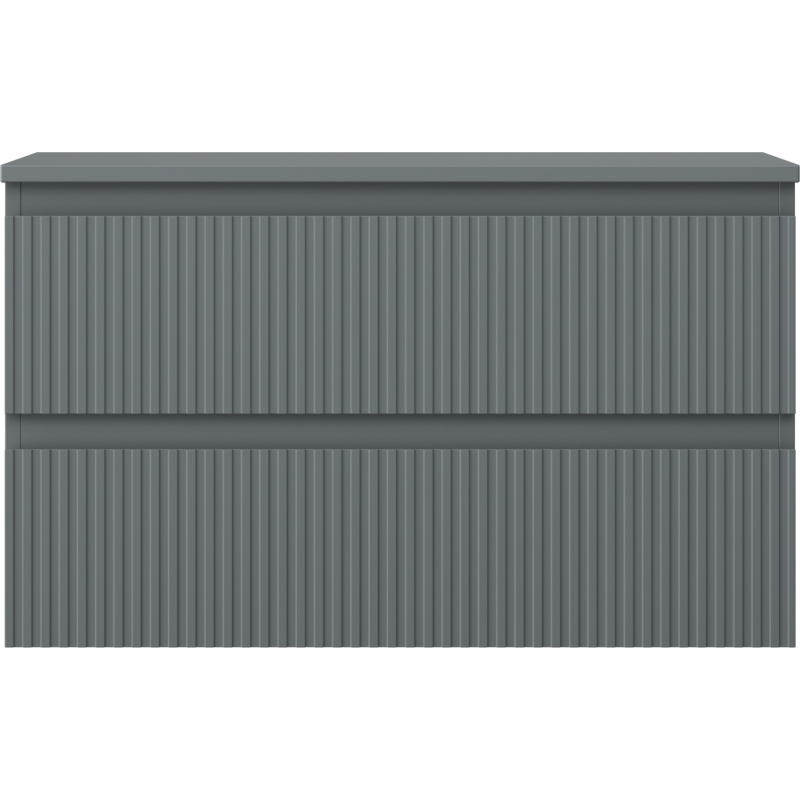 Mexen Rivel dulap baie sub chiuvetă 80 cm cu blat, 2 sertare, riflat, grafit mat - 91A20-08047-2-BFFC66