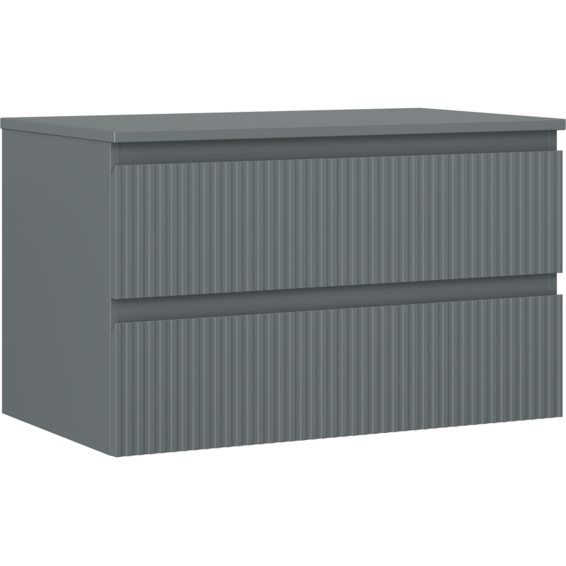 Mexen Rivel dulap baie sub chiuvetă 80 cm cu blat, 2 sertare, riflat, grafit mat - 91A20-08047-2-BFFC66