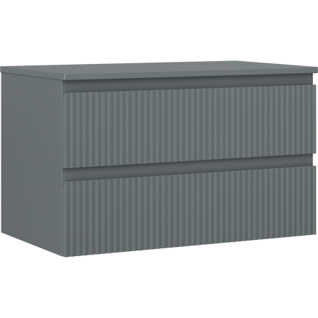 Mexen Rivel fürdőszobai mosdószekrény 80 cm munkalappal, 2 fiókos, mart, grafit matt - 91A20-08047-2-BFFC66