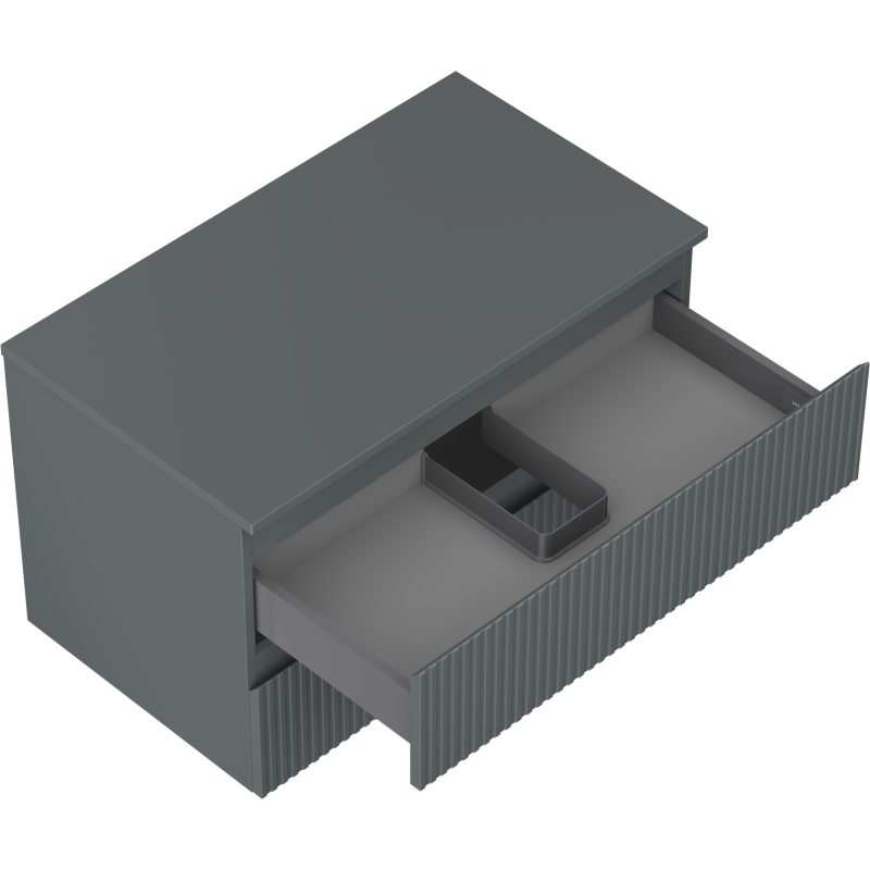 Mexen Rivel fürdőszobai mosdószekrény 80 cm munkalappal, 2 fiókos, mart, grafit matt - 91A20-08047-2-BFFC66