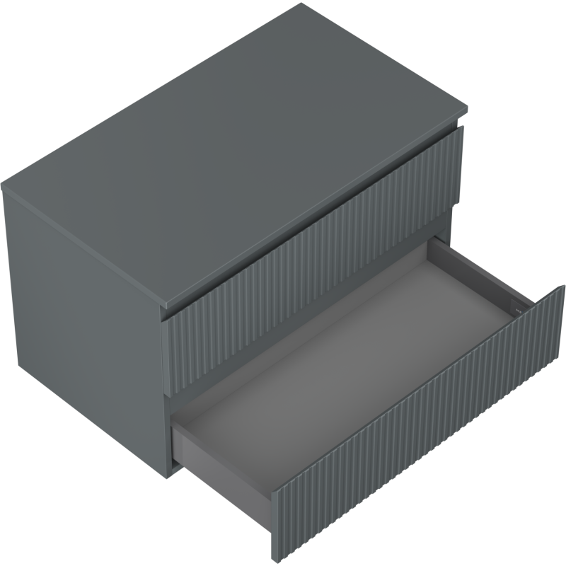 Mexen Rivel dulap baie sub chiuvetă 80 cm cu blat, 2 sertare, riflat, grafit mat - 91A20-08047-2-BFFC66