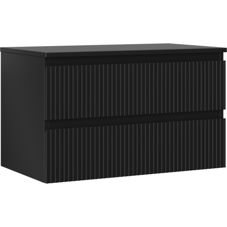 Mexen Rivel dulap baie de 80 cm cu blat, 2 sertare, canelat, negru mat - 91A20-08047-2-BFFC71