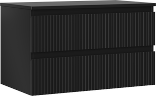 Mexen Rivel dulap baie sub chiuvetă 80 cm cu blat, 2 sertare, canelat, negru mat - 91A20-08047-2-BFFC71