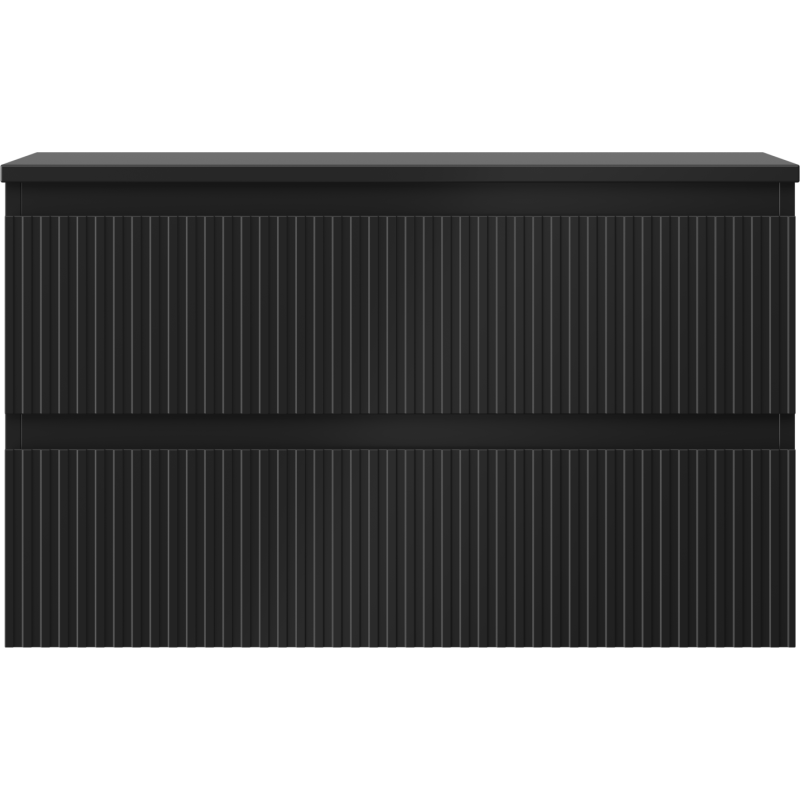 Mexen Rivel dulap baie sub chiuvetă 80 cm cu blat, 2 sertare, canelat, negru mat - 91A20-08047-2-BFFC71