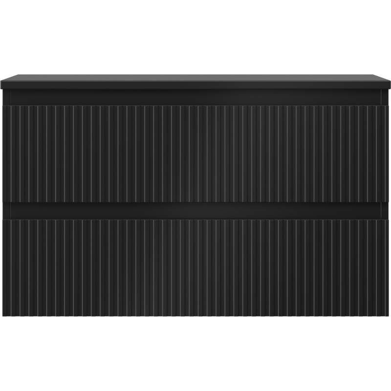 Mexen Rivel dulap de baie sub chiuvetă 80 cm cu blat, 2 sertare, canelat, negru mat - 91A20-08047-2-BFFC71