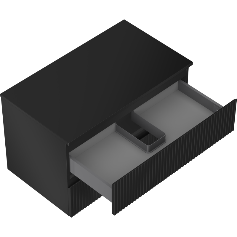 Mexen Rivel dulap baie sub chiuvetă 80 cm cu blat, 2 sertare, canelat, negru mat - 91A20-08047-2-BFFC71