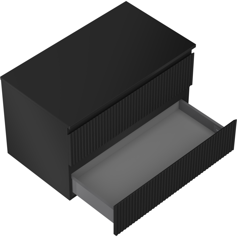 Mexen Rivel dulap baie sub chiuvetă 80 cm cu blat, 2 sertare, canelat, negru mat - 91A20-08047-2-BFFC71