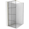 Mexen Kioto Walk-in zuhanyfal 90 x 200 cm, fekete rácsos 8 mm, arany - 800-090-101-50-77