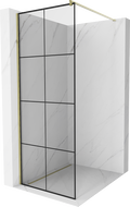 Mexen Kioto Walk-in zuhanyfal 90 x 200 cm, fekete rácsos 8 mm, arany - 800-090-101-50-77