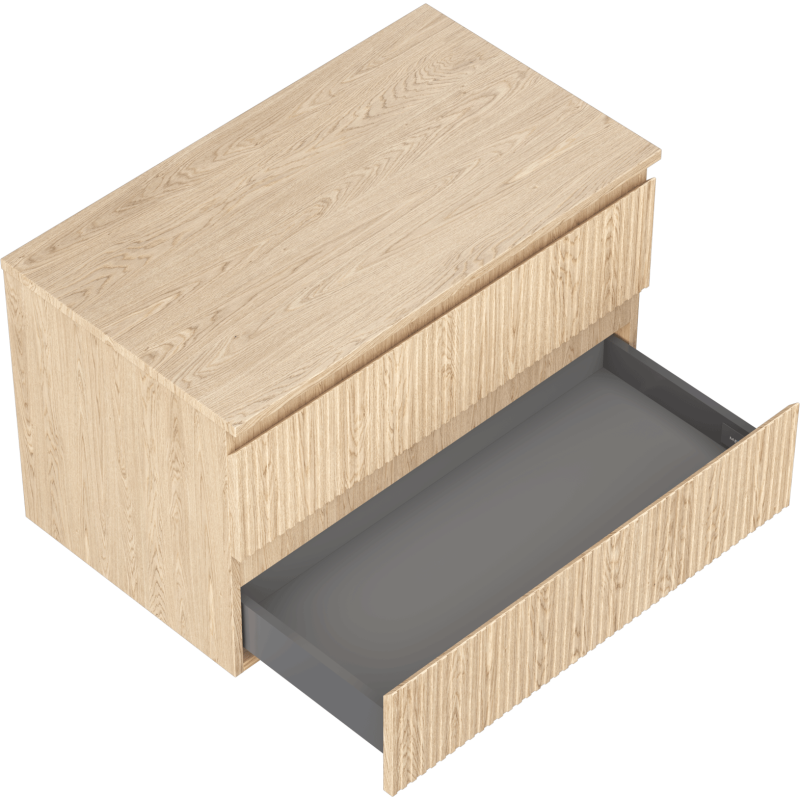 Mexen Rivel dulap de baie sub lavoar 80 cm cu blat, 2 sertare, canelate, stejar - 91A20-08047-2-BFFC81