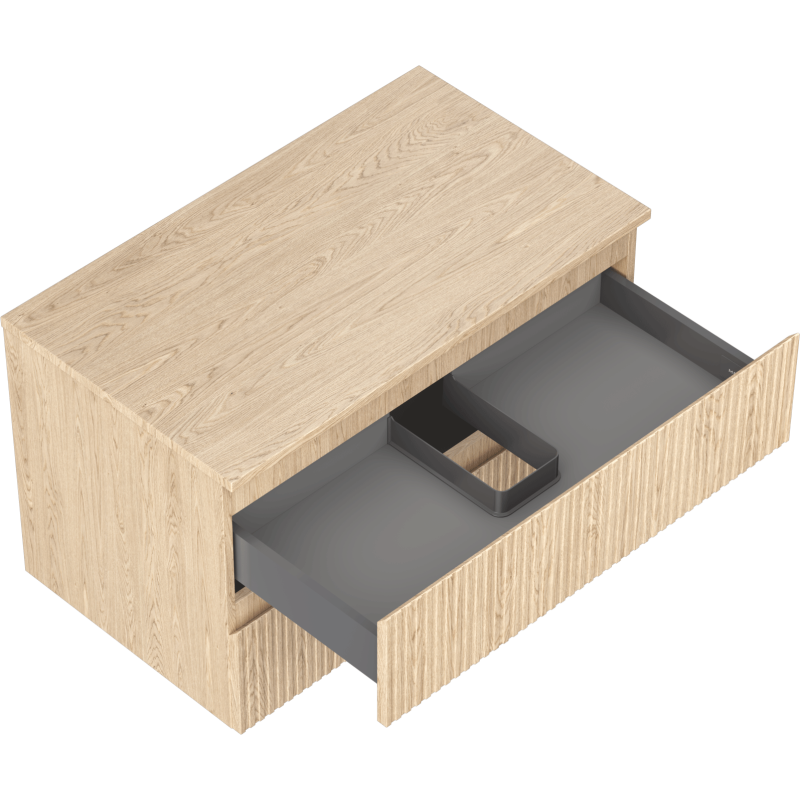 Mexen Rivel dulap de baie sub lavoar 80 cm cu blat, 2 sertare, canelate, stejar - 91A20-08047-2-BFFC81