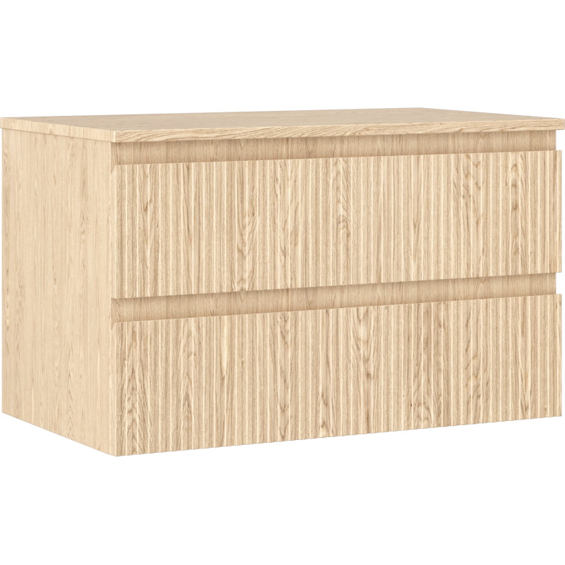 Mexen Rivel dulap de baie sub lavoar 80 cm cu blat, 2 sertare, canelate, stejar - 91A20-08047-2-BFFC81