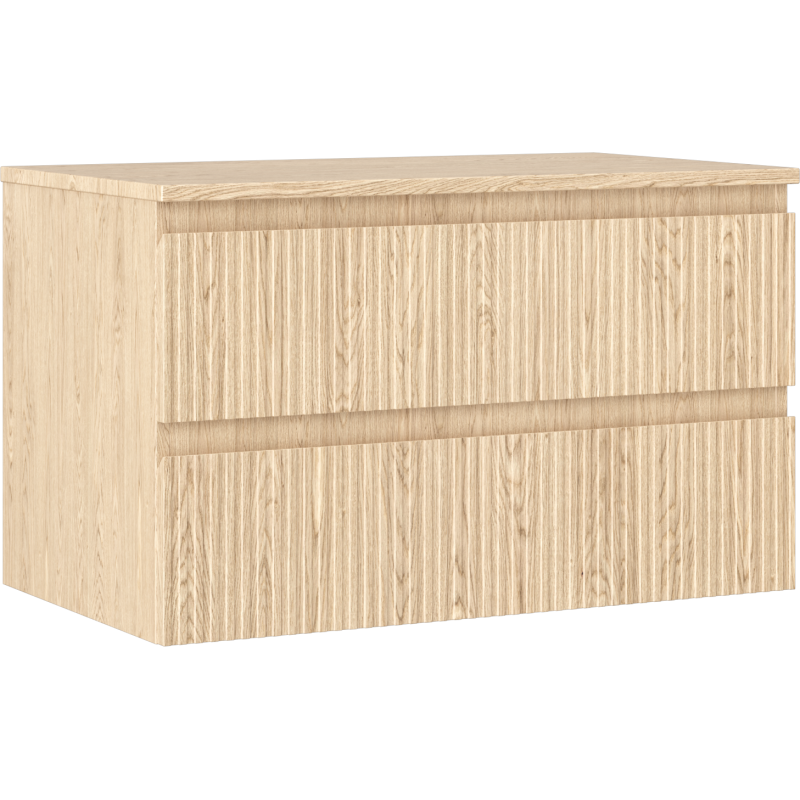 Mexen Rivel fürdőszobai szekrény mosdó alá 80 cm, munkalappal, 2 fiók, barázdált, tölgy - 91A20-08047-2-BFFC81