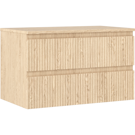 Mexen Rivel fürdőszobai szekrény mosdó alá 80 cm, munkalappal, 2 fiók, barázdált, tölgy - 91A20-08047-2-BFFC81