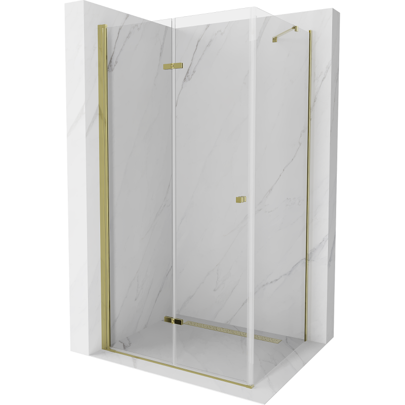 Mexen Lima cabină de duș pliabilă 100 x 90 cm, transparentă, aurie - 856-100-090-50-00