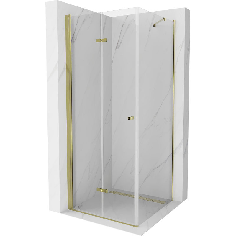 Mexen Lima cabina de duș pliabilă 100 x 100 cm, transparentă, aurie - 856-100-100-50-00