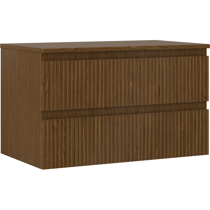 Mexen Rivel dulap baie sub chiuvetă 80 cm cu blat, 2 sertare, canelat, nuc - 91A20-08047-2-BFFC86