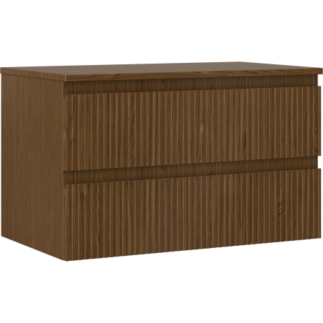 Mexen Rivel dulap baie sub chiuvetă 80 cm cu blat, 2 sertare, canelat, nuc - 91A20-08047-2-BFFC86
