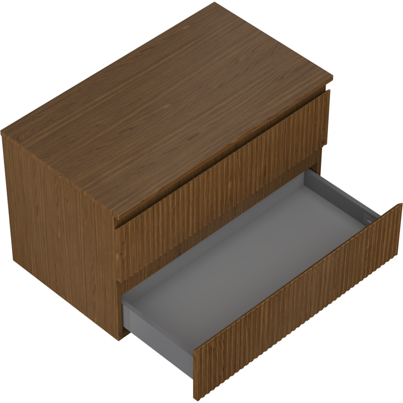 Mexen Rivel dulap pentru baie sub lavoar 80 cm cu blat, 2 sertare, cu caneluri, nuc - 91A20-08047-2-BFFC86