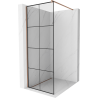 Mexen Kioto Walk-in zuhanyfal 80 x 200 cm, fekete rács 8 mm, rózsaarany - 800-080-101-60-77