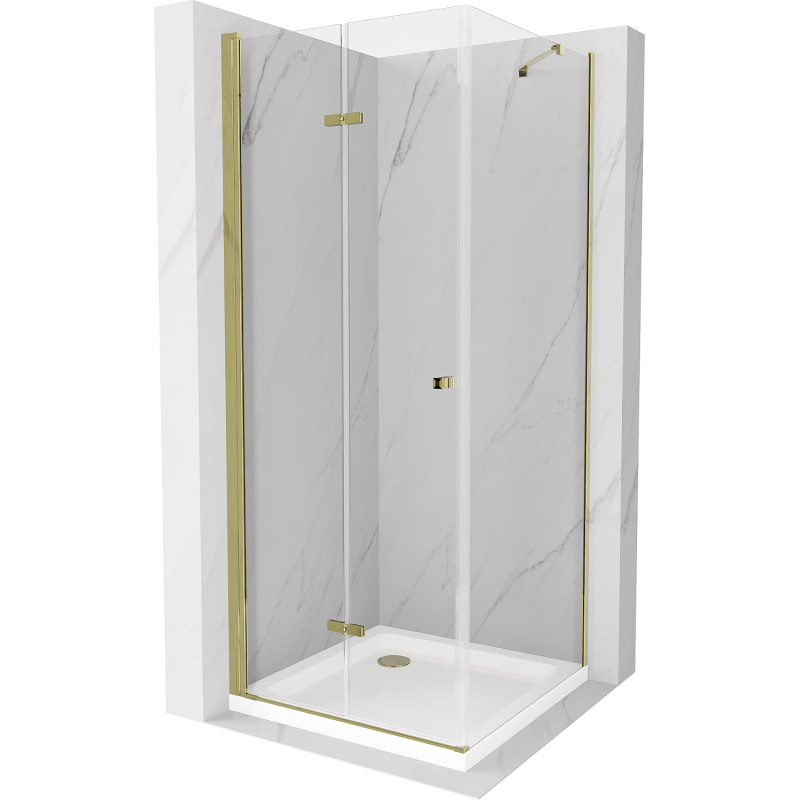 Mexen Lima cabina de duș pliabilă 70 x 70 cm, transparentă, aurie + recepție plată - 856-070-070-50-00-4010