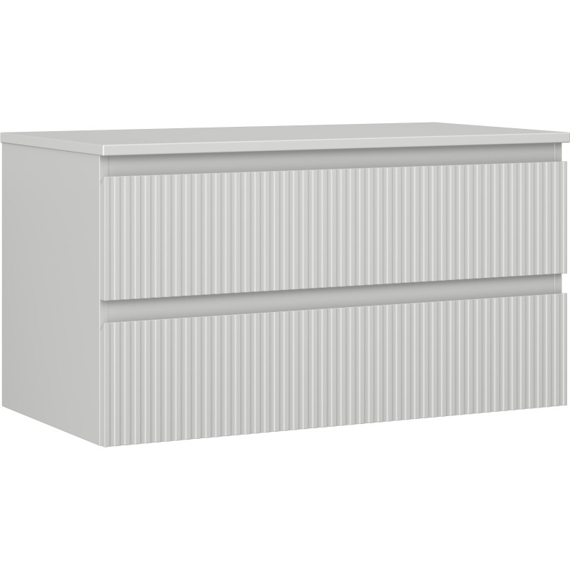 Mexen Rivel dulap baie sub lavoar 90 cm cu blat, 2 sertare, canelat, gri mat - 91A20-09047-2-BFFC62