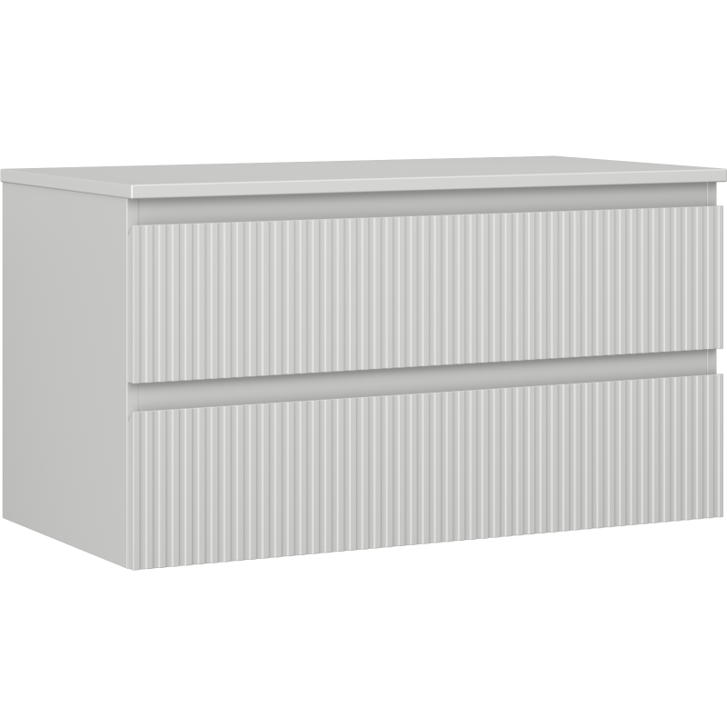 Mexen Rivel fürdőszobai mosdószekrény 90 cm munkalappal, 2 fiók, bordázott, szürke matt - 91A20-09047-2-BFFC62