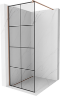 Mexen Kioto Walk-in zuhanyfal 90 x 200 cm, fekete rács 8 mm, rózsaarany - 800-090-101-60-77