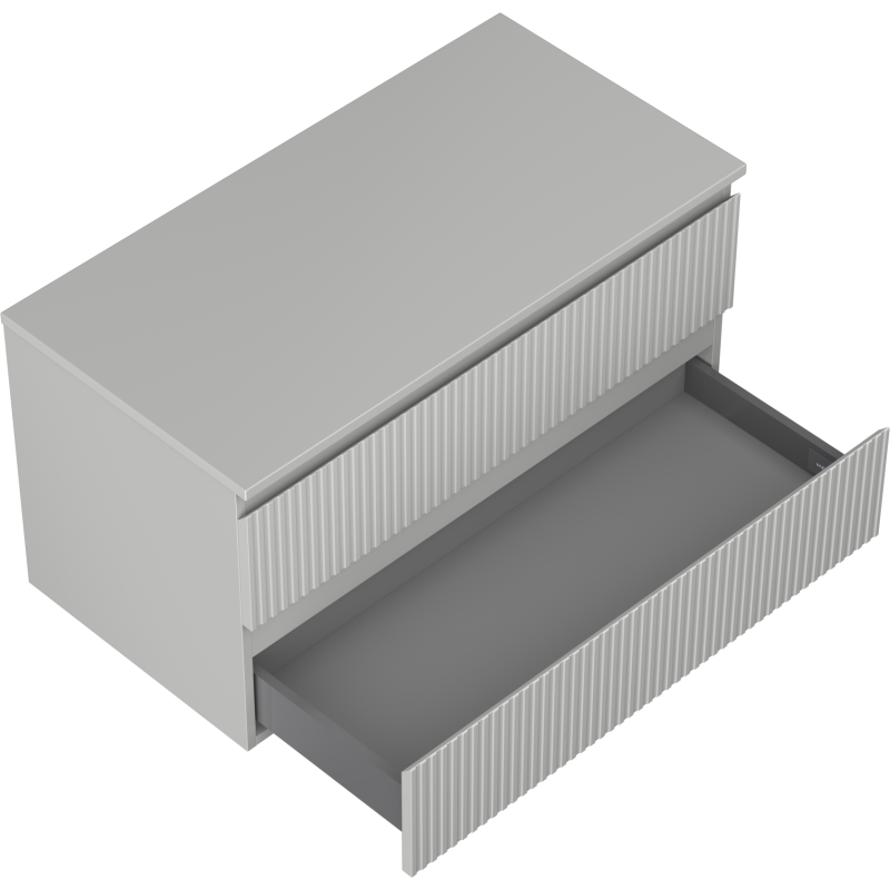 Mexen Rivel dulap baie sub chiuvetă 90 cm cu blat, 2 sertare, canelat, gri mat - 91A20-09047-2-BFFC62