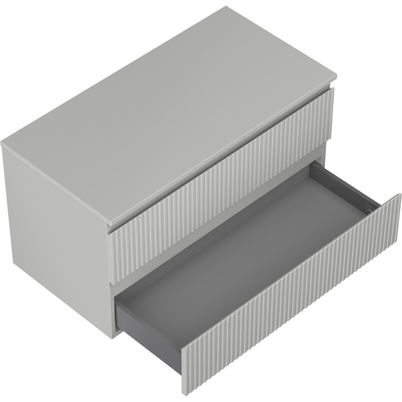 Mexen Rivel dulap baie sub lavoar 90 cm cu blat, 2 sertare, canelat, gri mat - 91A20-09047-2-BFFC62