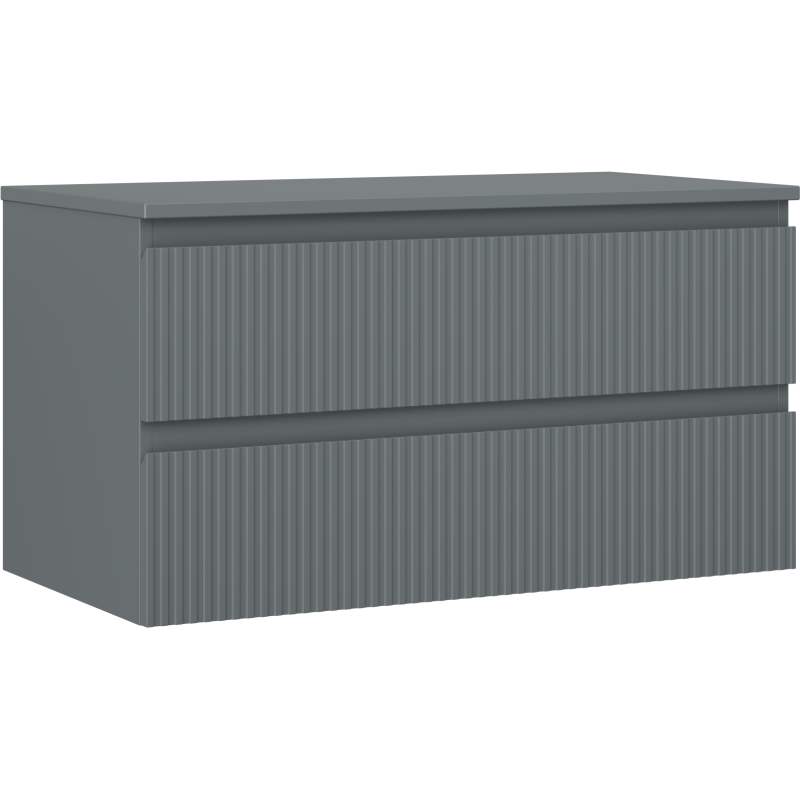 Mexen Rivel dulap baie sub chiuvetă 90 cm cu blat, 2 sertare, canelat, grafit mat - 91A20-09047-2-BFFC66