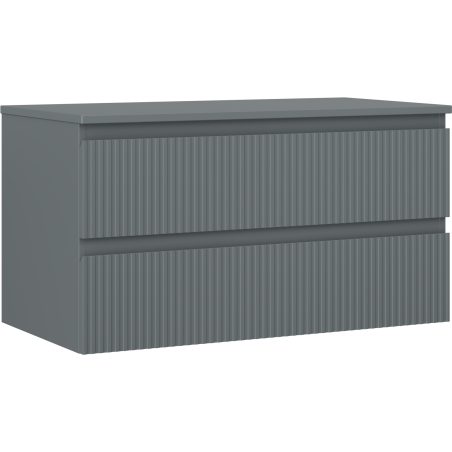 Mexen Rivel dulap baie sub chiuvetă 90 cm cu blat, 2 sertare, canelat, grafit mat - 91A20-09047-2-BFFC66