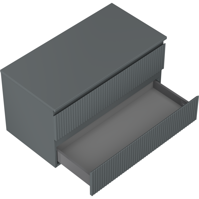 Mexen Rivel dulap de baie cu mască de 90 cm cu blat, 2 sertare, canelată, grafit mat - 91A20-09047-2-BFFC66