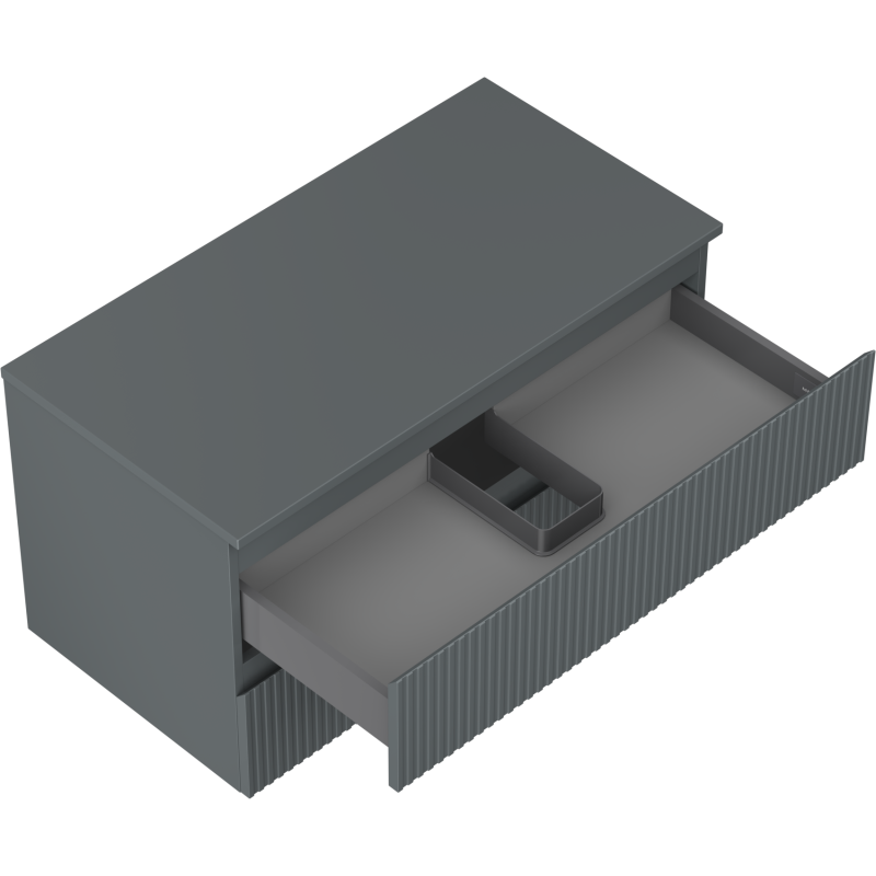 Mexen Rivel dulap de baie cu mască de 90 cm cu blat, 2 sertare, canelată, grafit mat - 91A20-09047-2-BFFC66