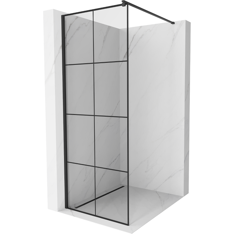 Mexen Kioto Walk-in zuhanyfal 70 x 200 cm, fekete rácsos 8 mm, fekete - 800-070-101-70-77