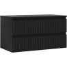 Mexen Rivel dulap baie sub lavoar 90 cm cu blat, 2 sertare, canelat, negru mat - 91A20-09047-2-BFFC71