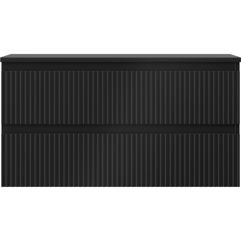 Mexen Rivel dulap de baie sub chiuvetă 90 cm cu blat, 2 sertare, canelat, negru mat - 91A20-09047-2-BFFC71