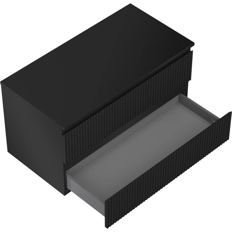 Mexen Rivel dulap de baie sub chiuvetă 90 cm cu blat, 2 sertare, canelat, negru mat - 91A20-09047-2-BFFC71