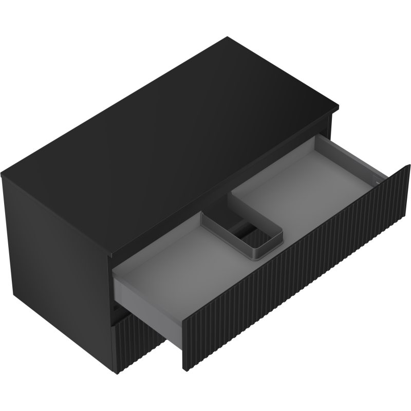 Mexen Rivel dulap de baie sub chiuvetă 90 cm cu blat, 2 sertare, canelat, negru mat - 91A20-09047-2-BFFC71