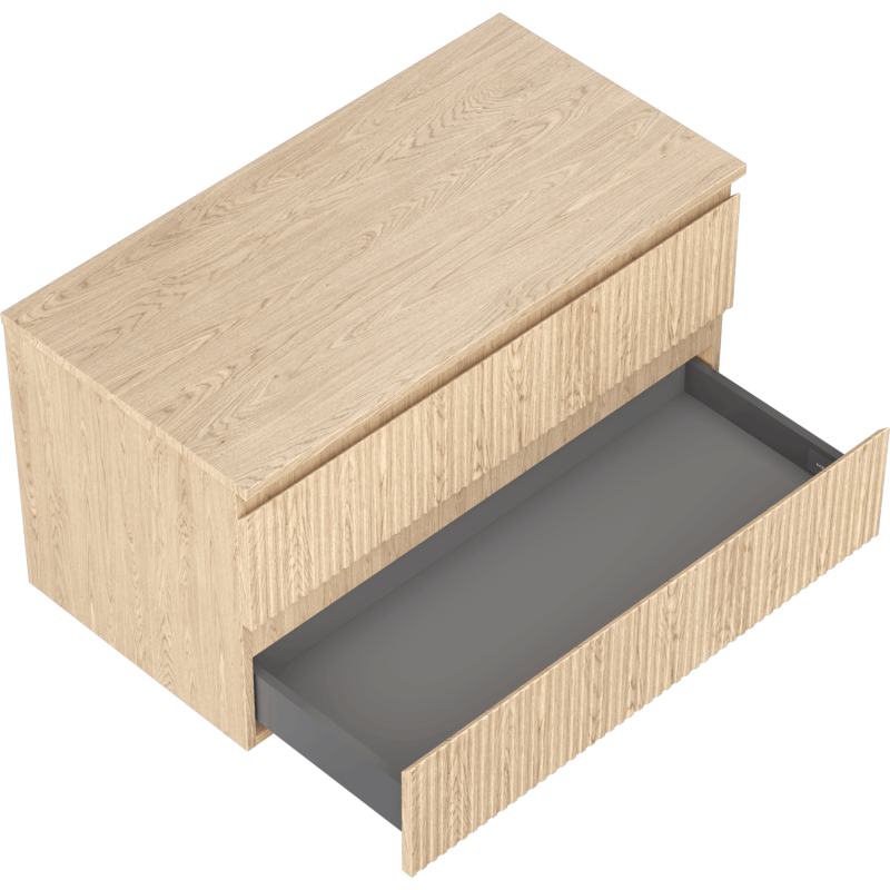 Mexen Rivel dulap de baie pentru lavoar 90 cm cu blat, 2 sertare, canelat, stejar - 91A20-09047-2-BFFC81