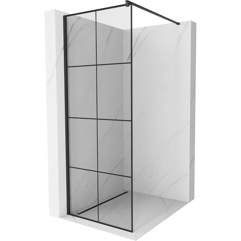 Mexen Kioto Walk-in zuhanyfal 90 x 200 cm, fekete rácsozás 8 mm, fekete - 800-090-101-70-77