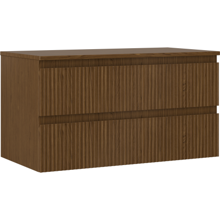 Mexen Rivel dulap baie sub lavoar de 90 cm cu blat, 2 sertare, riflat, nuc - 91A20-09047-2-BFFC86
