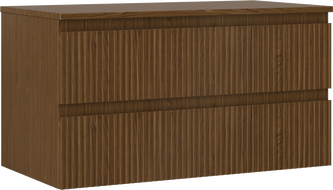 Mexen Rivel dulap baie sub lavoar 90 cm cu blat, 2 sertare, riflat, nuc - 91A20-09047-2-BFFC86