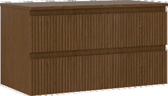 Mexen Rivel fürdőszobai szekrény mosdó alá 90 cm-es munkalappal, 2 fiók, bordázott, dió - 91A20-09047-2-BFFC86