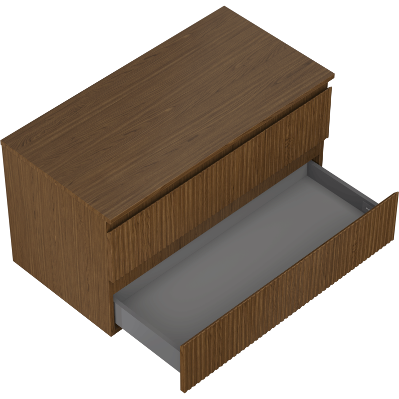 Mexen Rivel dulap baie sub lavoar 90 cm cu blat, 2 sertare, riflat, nuc - 91A20-09047-2-BFFC86