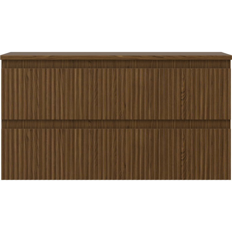 Mexen Rivel dulap baie sub lavoar 90 cm cu blat, 2 sertare, riflat, nuc - 91A20-09047-2-BFFC86